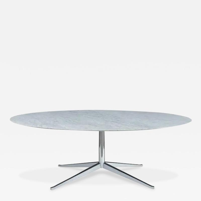  Knoll Mid Century Modern Oval Dining Table or Desk by Florence Knoll in Carrara Marble