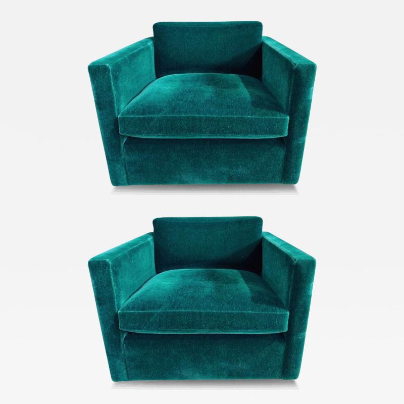  Knoll Pair Knoll Charles Pfister Mohair Lounge Chairs 1980