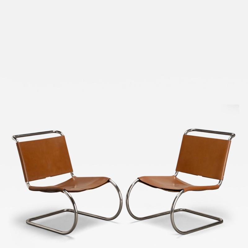  Knoll Rare Knoll MR30 5 Lounge Chairs in Caramel Leather by Mies van der Rohe Pair