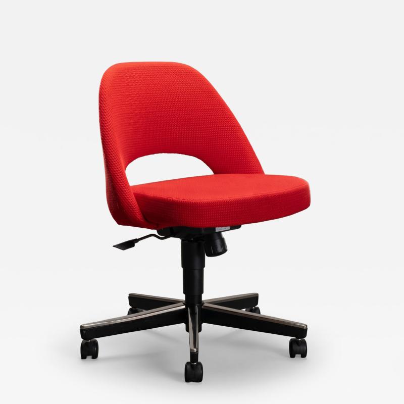  Knoll Saarinen Executive Armless Office Desk Chair in Cato Fire Red by Knoll