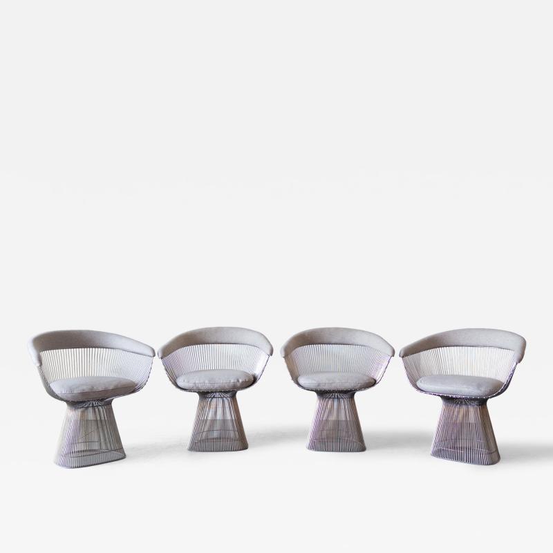  Knoll Set of 4 Platner Arm Chairs By Warren Platner for Knoll with Loro Piana Fabric