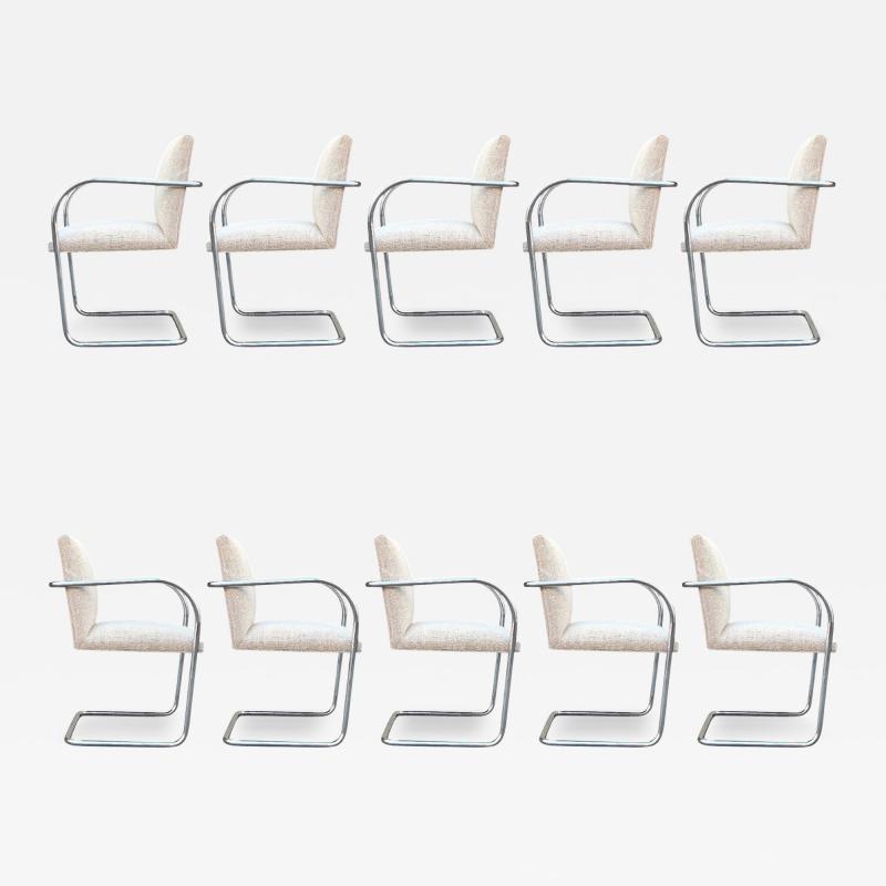  Knoll Set of Ten 10 Knoll Mies van der Rohe Tubular Brno Dining Chairs in Wool Blend