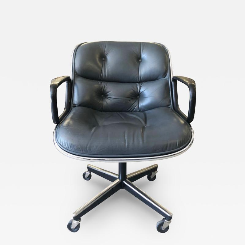  Knoll Vintage Knoll Pollock Executive Chair in Gunmetal Gray Leather