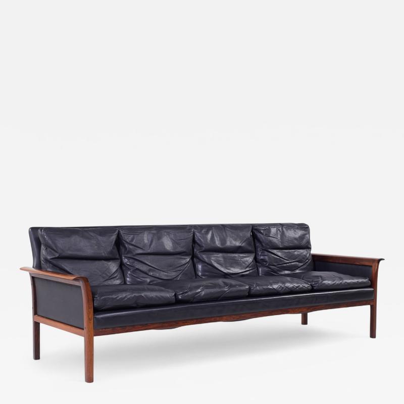  Knut Saeter Knut Saeter for Vatne M bler Mid Century Norwegian Rosewood and Leather Sofa