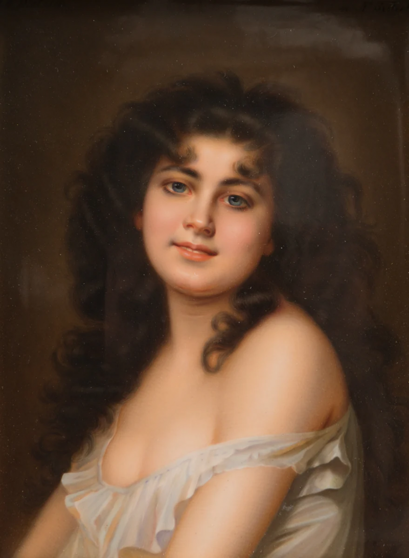  Konigliche Porzellan Manufaktur KPM A BERLIN KPM PORCELAIN RECTANGULAR PLAQUE OF A YOUNG BEAUTY