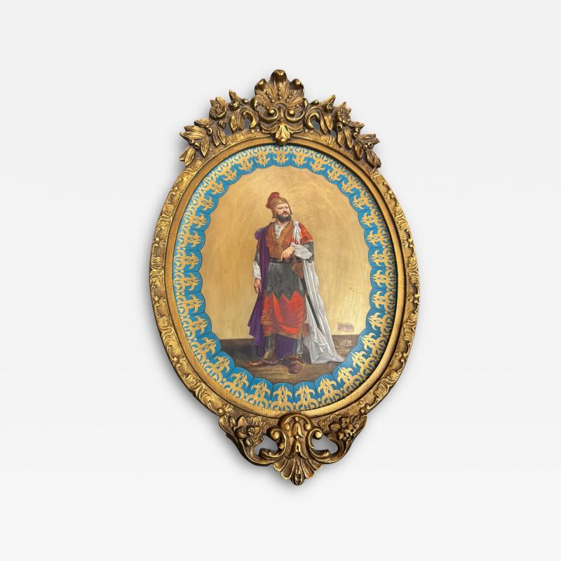  Konigliche Porzellan Manufaktur KPM ANTIQUE HAND PAINTED KPM PORCELAIN OVAL ROYAL PORTRAIT IN ORIGINAL GILT FRAME