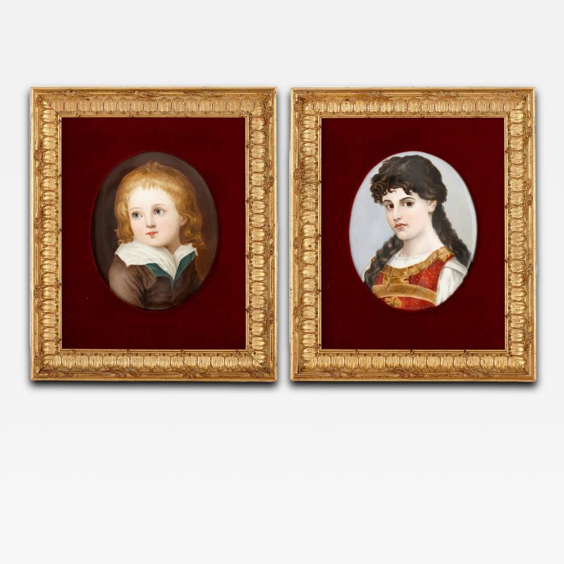  Konigliche Porzellan Manufaktur KPM Two antique KPM painted porcelain plaques in giltwood frames