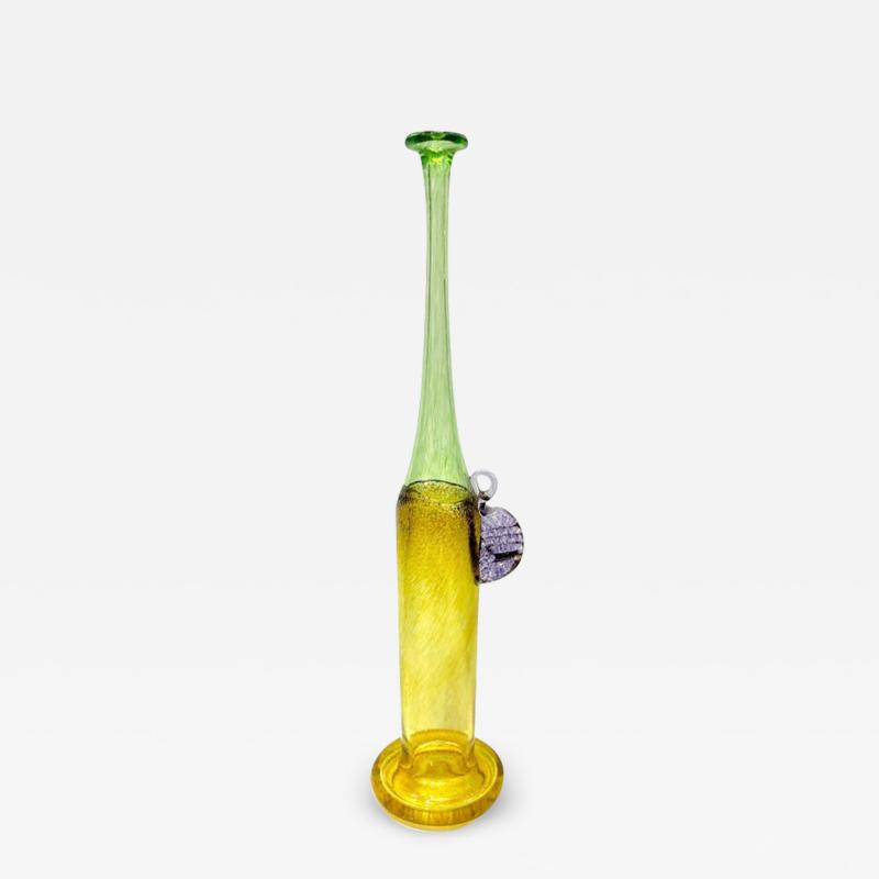  Kosta Boda AB 1970s Bertil Vallien Swedish Purple Green Yellow Art Glass Vase for Kosta Boda