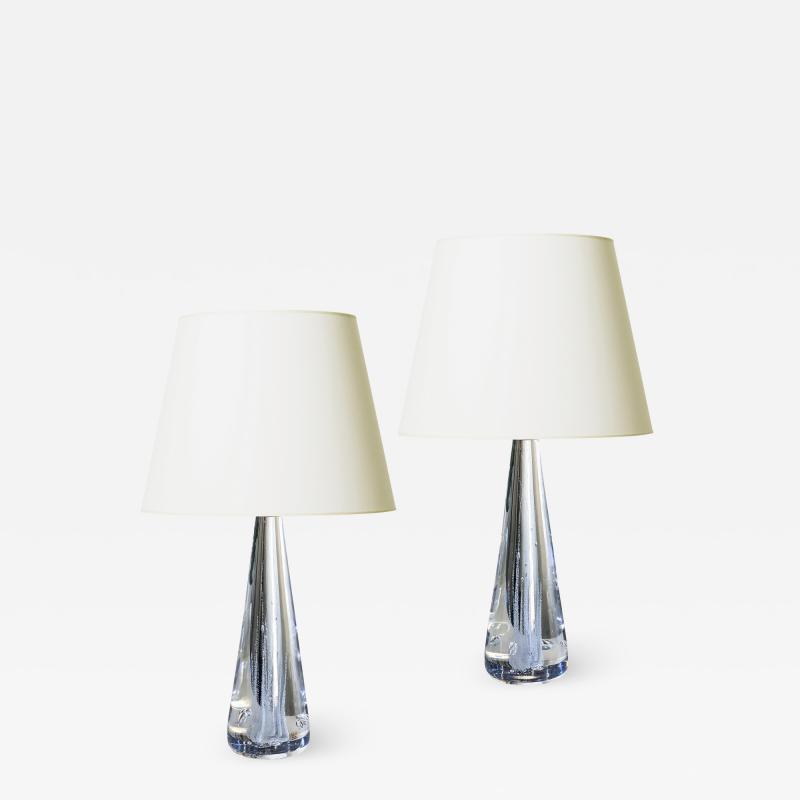  Kosta Boda AB Pair of Lamps in Crystal with Bubble Foliage by Vicke Lindstrand