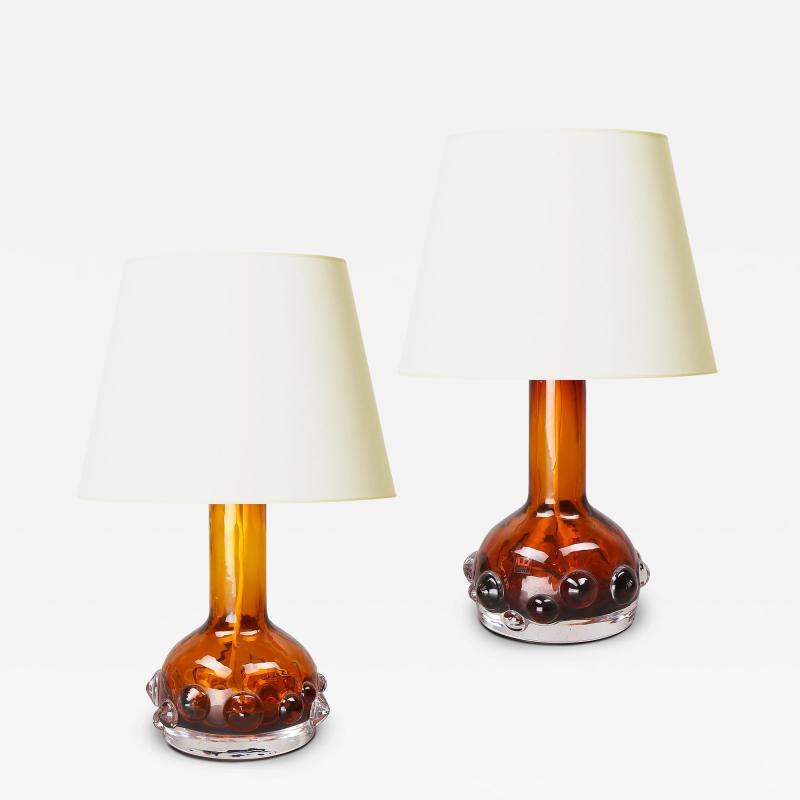  Kosta Boda AB Pair of Table Lamps With Bubble Motifs by Ove Sandberg for Kosta Boda