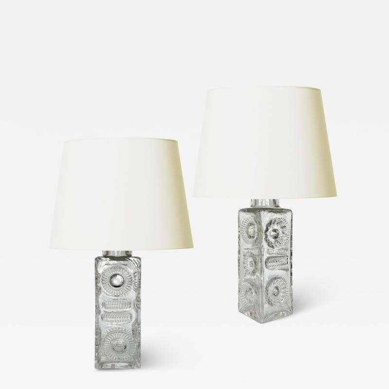  Kosta Boda AB Pair of Table Lamps in Crystal by Hans Owe Sandeberg for Kosta
