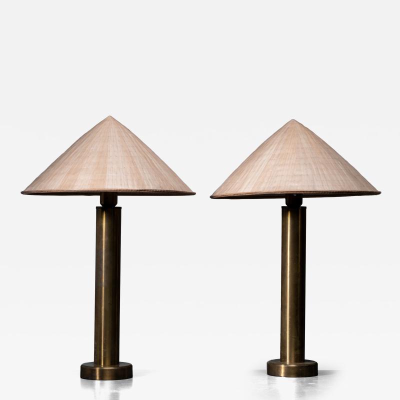  Kosta Boda AB Pair of brass table lamps