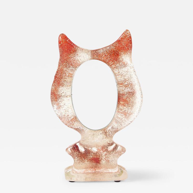  Kosta Boda AB Sandblasted Colored Glass Cats Ear Table Mirror by Kosta Boda Sweden c 1970