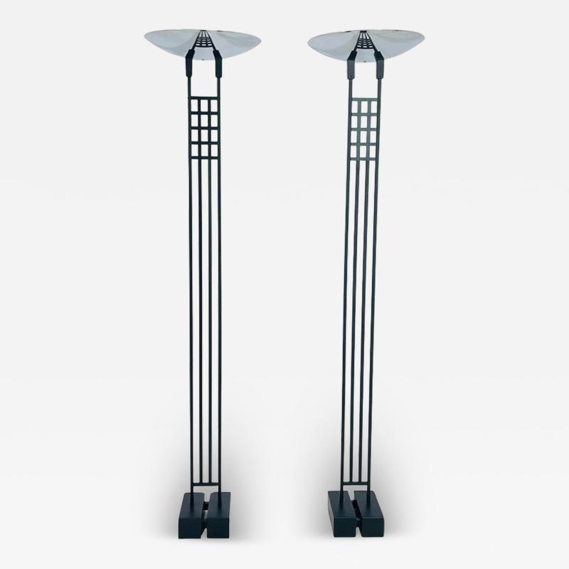  Kovacs Pair of Floor Lamps Torchieres by Robert Sonneman for George Kovacs USA 1987