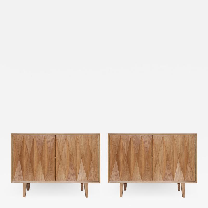  L A Studio Mid Century Modern Style Oak Wood pair of Italian Sideboards by L A Studio