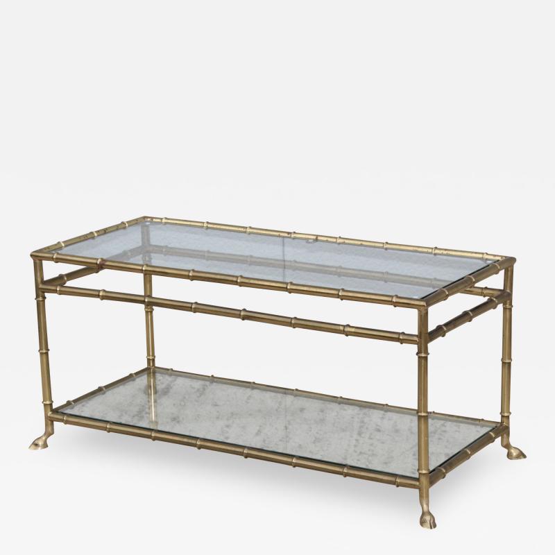  La Barge 1950s Solid Brass Faux Bamboo Italian Coffee Table