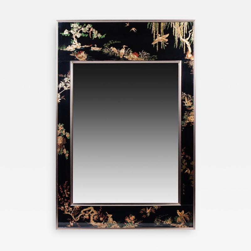  La Barge La Barge Black Chinoiserie Mirror