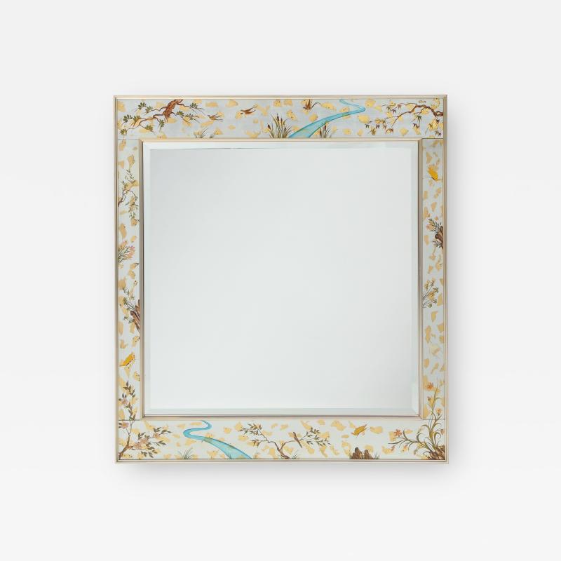  La Barge LaBarge Silver Leaf Chinoiserie Mirror