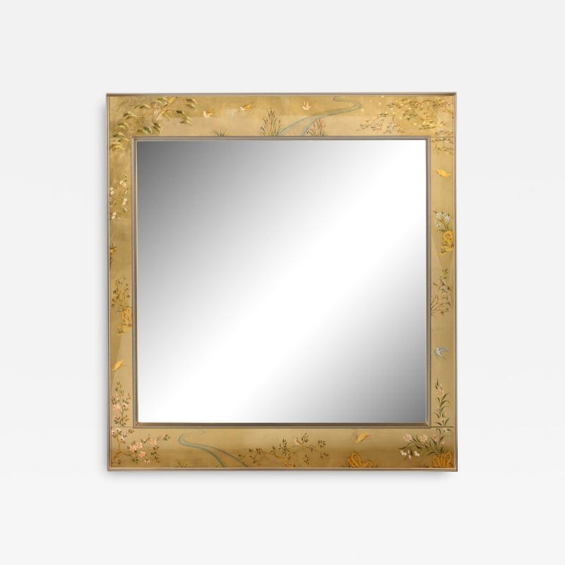  La Barge Mid Century Modern Large Scale La Barge Hand Painted glomis Chinoiserie Mirror