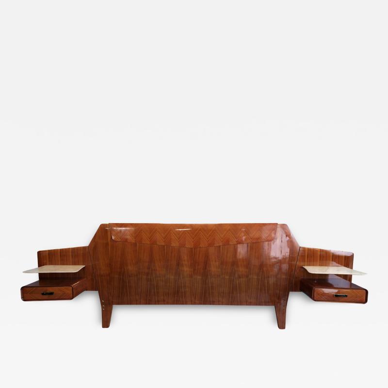  La Permanente Mobili Cant Italian Midcentury Bed Frame attributed to La Permanente Mobili 1950s
