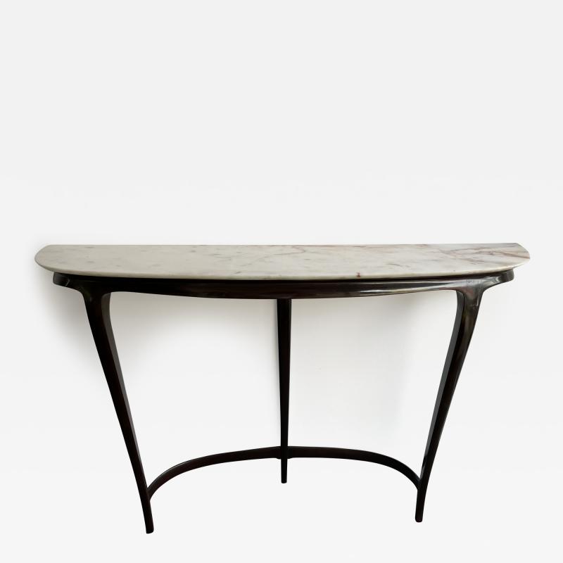  La Permanente Mobili Cant Mid Century Modern Wood and Marble Console Table by Mobili Cantu Italy 1950s