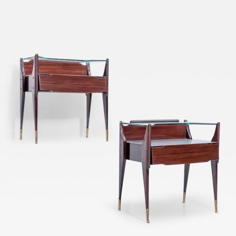  La Permanente Mobili Cant Set of 2 Night Stands by La Permanente Mobili Cant Italy 1950s