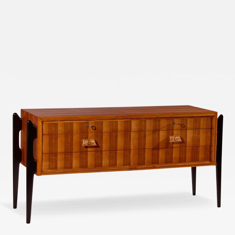  La Permanente Mobili Cant Six drawer sideboard in veneered wood and stained beech Cant Italy 1950s