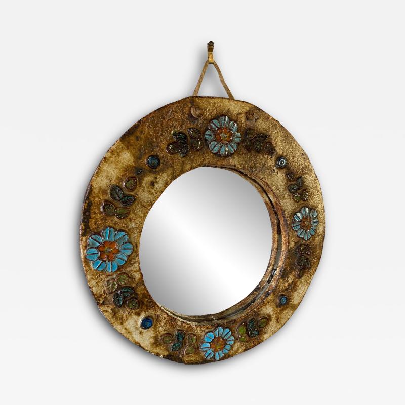  La Roue Vallauris Ceramic Mirror by La Roue Vallauris France 1960s