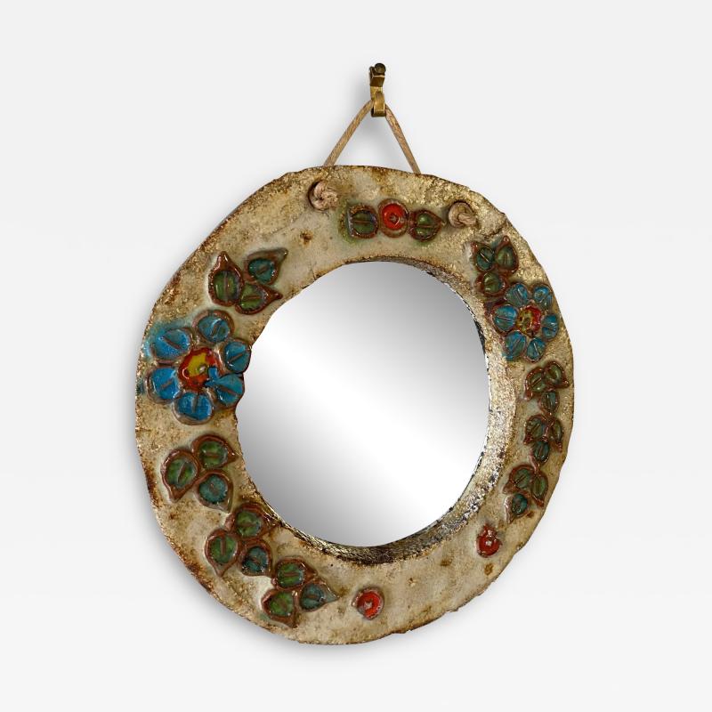  La Roue Vallauris Ceramic Mirror by La Roue Vallauris France 1960s