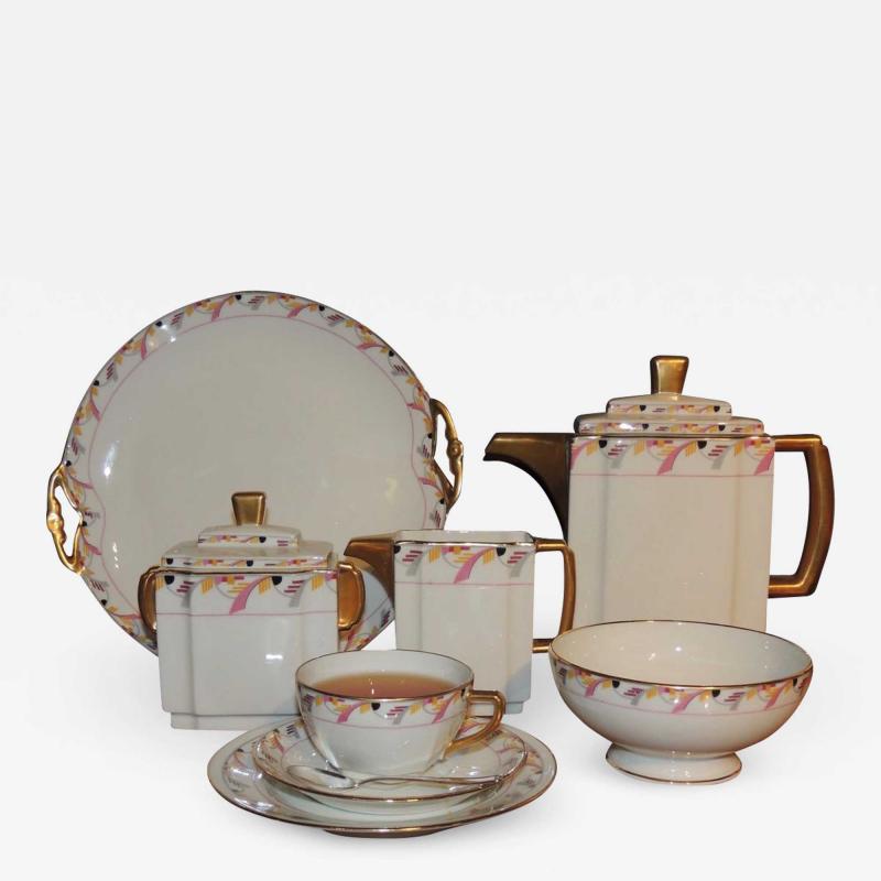  La Vielle Abbaye Art Deco Limoges Tea Coffee Dessert Set Service for 16