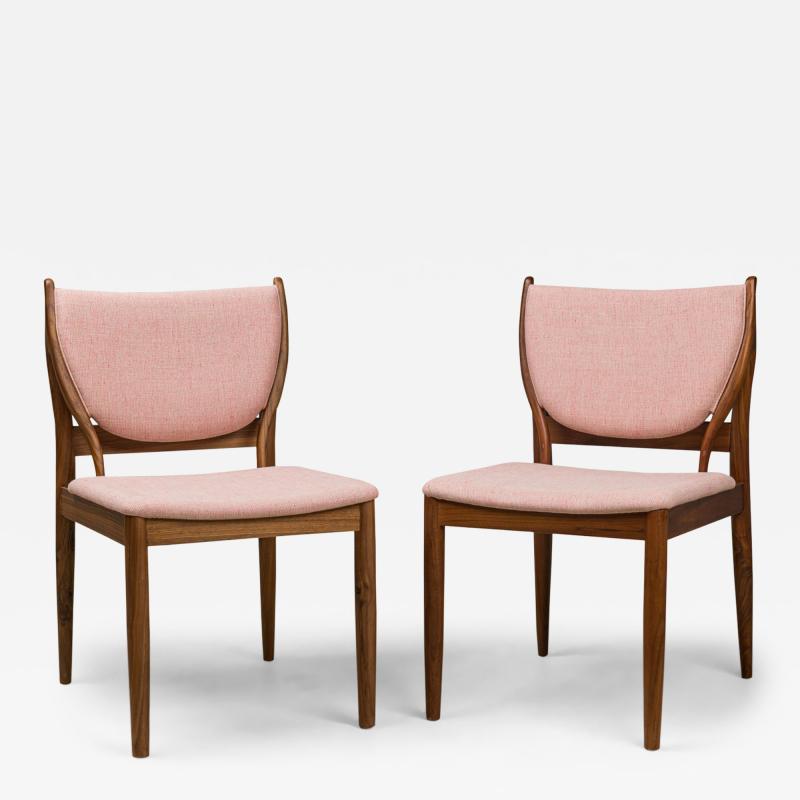  Lagos Modern Walnut and Rose Pink Upholstered Dining Side Chairs