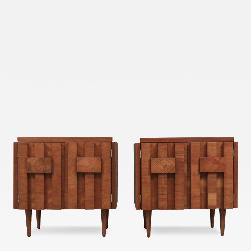  Lane Furniture Mid Century Brutalist Modern Staccato Night Stands by Lane