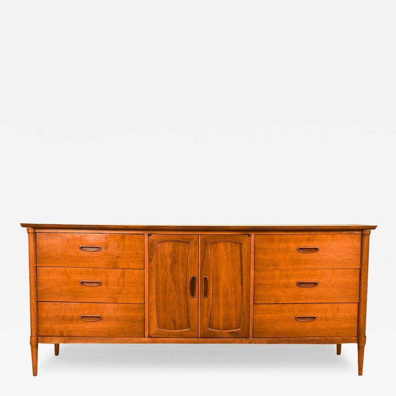  Lane Furniture Mid Century Walnut 9 Drawer Credenza Dresser Laminate Top
