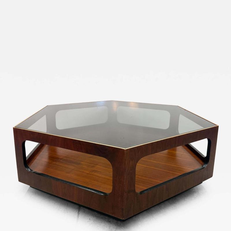  Lane Furniture Mid century Lane Furniture Hexagonal Coffee Table Smoked Glass Top