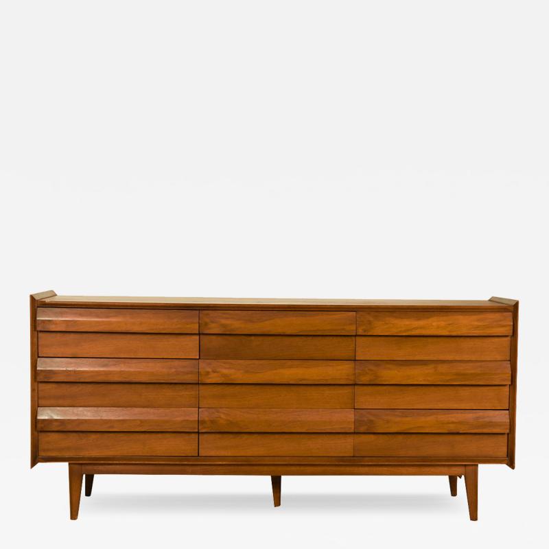  Lane Furniture Midcentury Lane Walnut First Edition Triple Dresser