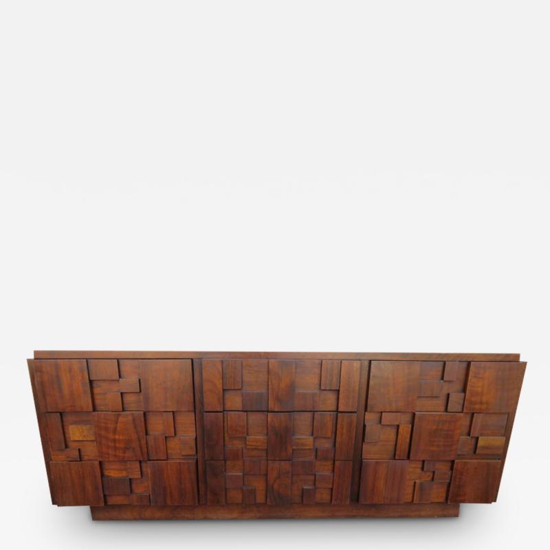  Lane Furniture Paul Evans Inspired Brutalist Mosaic Credenza from Lane Mid Century Modern