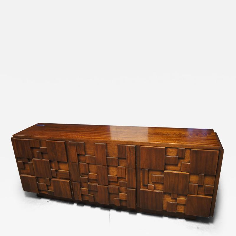  Lane Furniture Walnut Lowboy Mosaic Series Nine Drawer Dresser by Lane