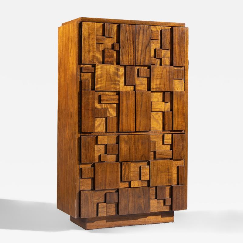  Lane Staccato Lane Staccato Brutalist Mid Century Walnut Armoire Dresser