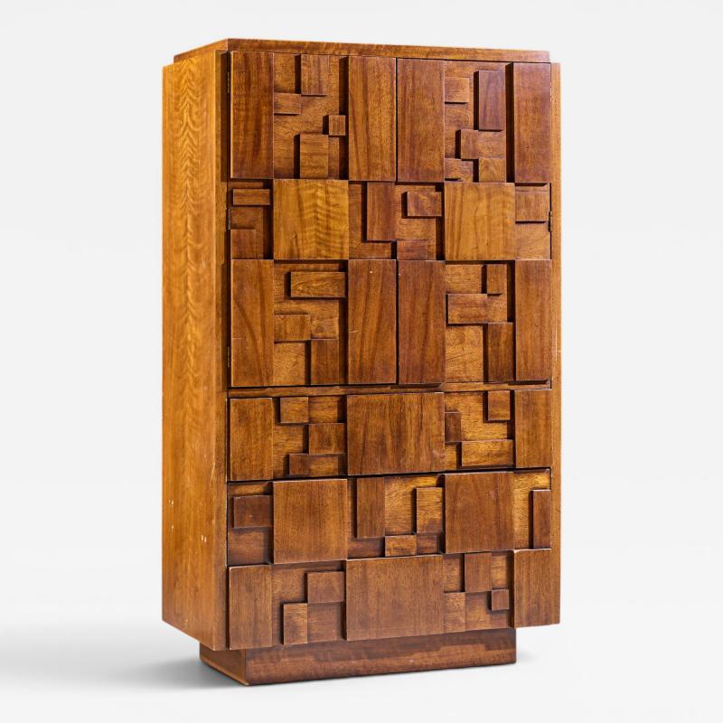  Lane Staccato Lane Staccato Brutalist Mid Century Walnut Armoire Dresser
