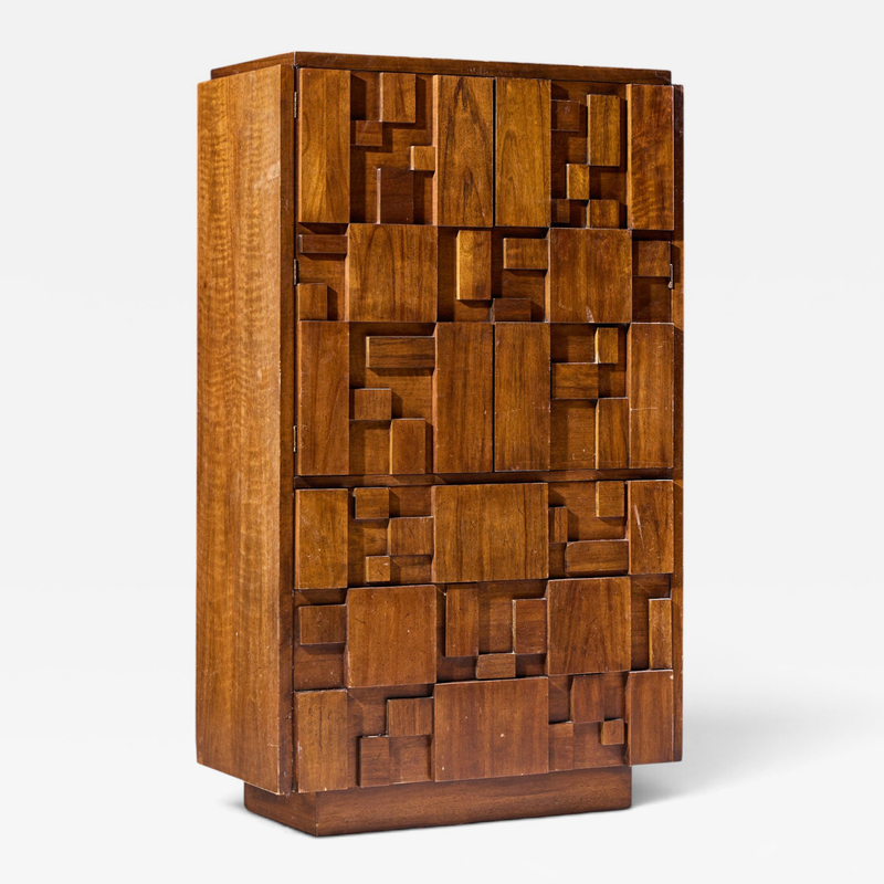 Lane Staccato Lane Staccato Brutalist Mid Century Walnut Armoire Dresser