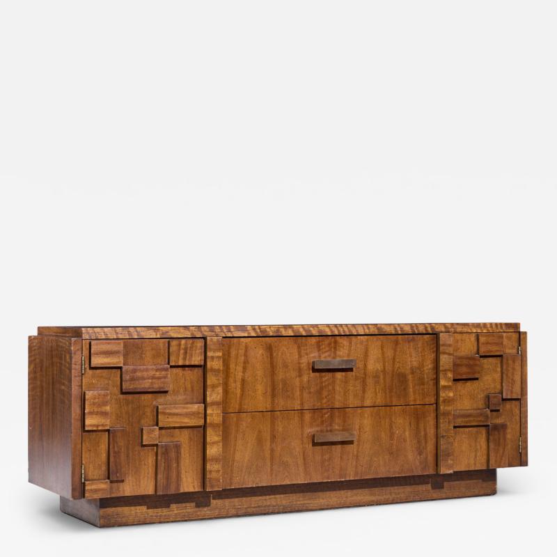  Lane Staccato Lane Staccato Brutalist Mid Century Walnut Credenza