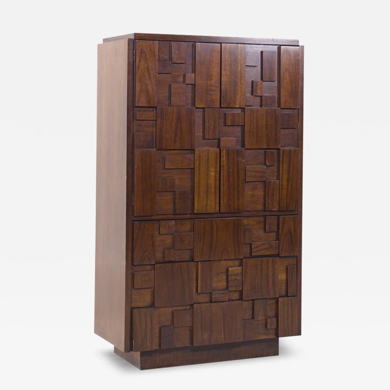  Lane Staccato Lane Staccato Mid Century Walnut Brutalist Highboy Armoire