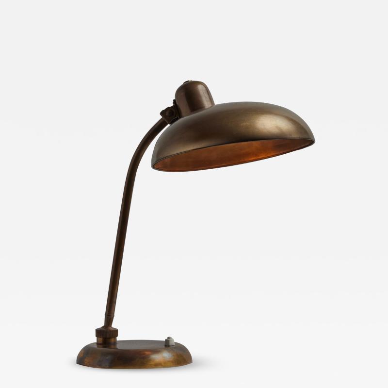  Lariolux 1940s Giovanni Michelucci Patinated Brass Ministerial Table Lamp for Lariolux