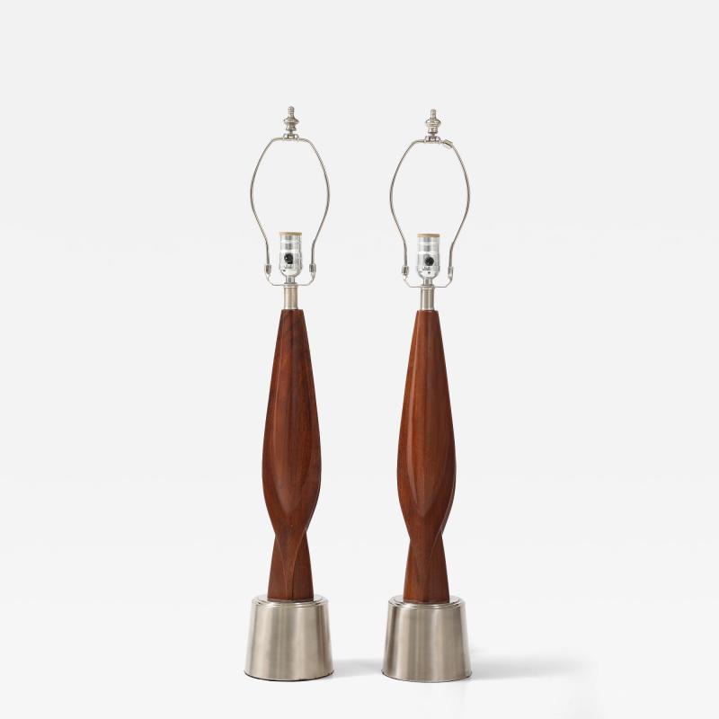  Laurel Lamp Company 1960s Mid Century Modern Chrome And Walnut Tables Lamps By Laurel