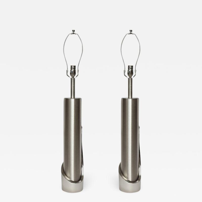  Laurel Lamp Company Laurel Brushed Polished Steel Cylinder Lamps