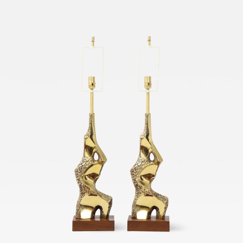  Laurel Lamp Company Laurel Brutalist Brass Lamps