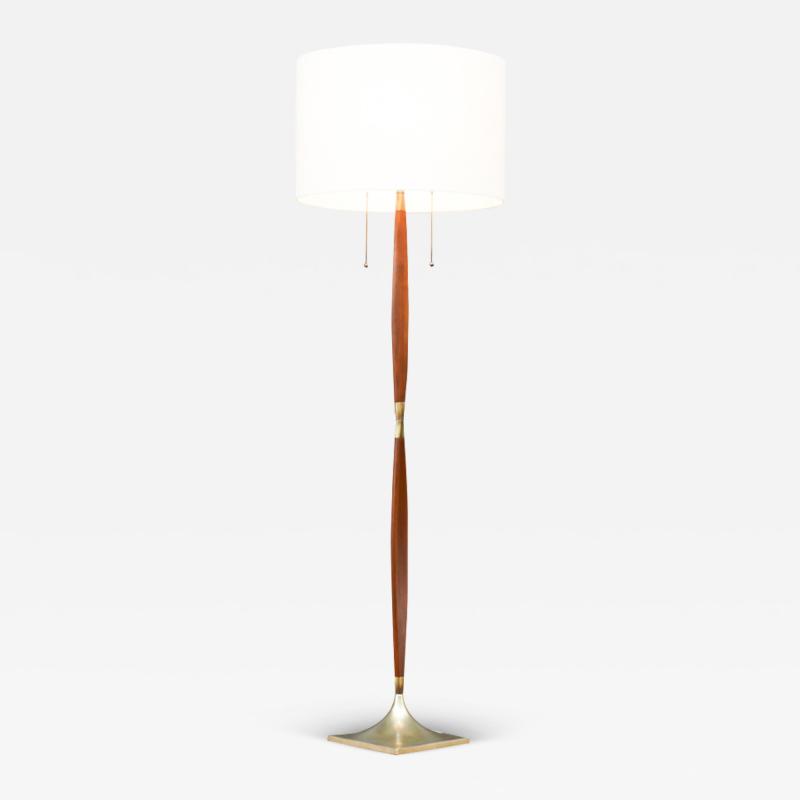  Laurel Lamp Company Laurel Sculpted Walnut Brass Floor Lamp