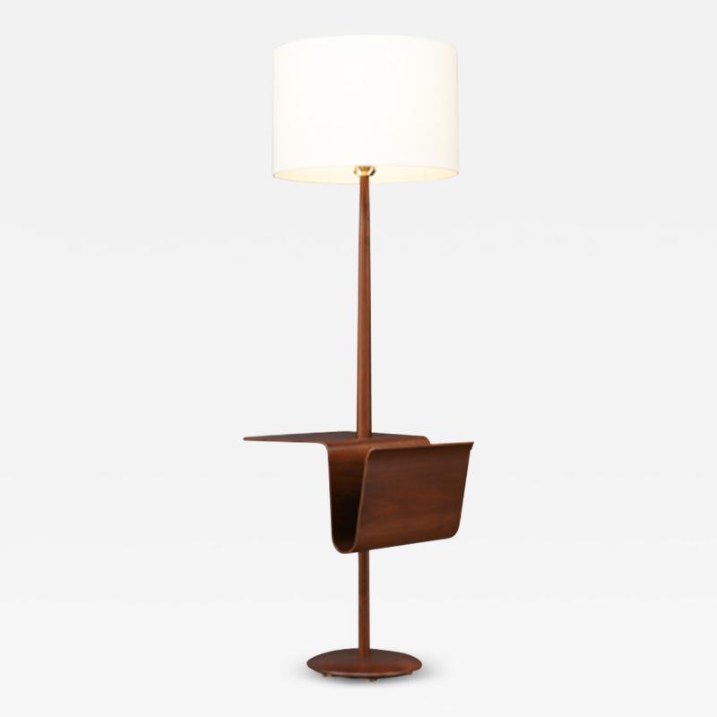  Laurel Lamp Company Laurel Sculpted Walnut Floor Lamp with Magazine Holder