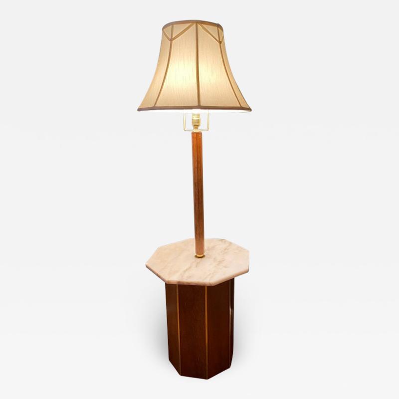  Laurel Lamp Company MARBLE BRASS AND WOOD OCTAGONAL FLOOR LAMP IN THE MANNER OF HARVEY PROBBER