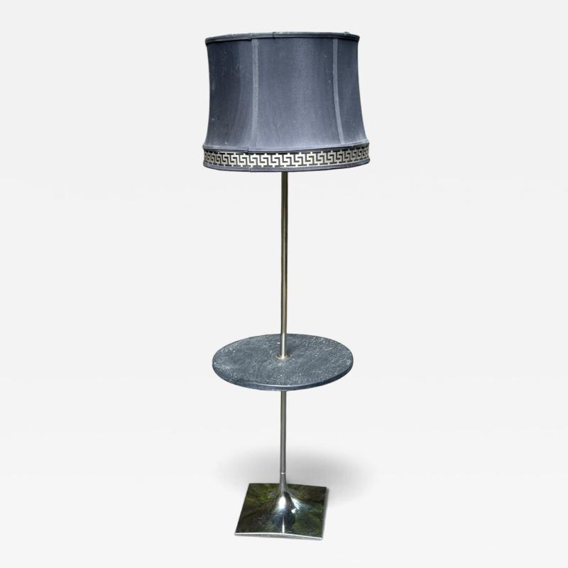  Laurel Lamp Company MID CENTURY LAUREL FLOOR LAMP WITH ATTACHED ROUND BLACK MARBLE TABLE